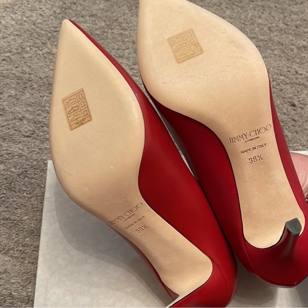 Authentic Jimmy Choo Alia Red Leather Pump 3.5 inches - Picture 4 of 4